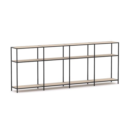 Rhodes Modular Shelf 4-Bay Configuration Black Frame W3300mm x D400mm x H1234mm Nordic Maple