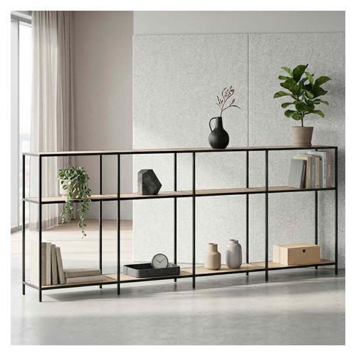Rhodes Modular Shelf 4-Bay Configuration Black Frame W3300mm x D400mm x H1234mm Nordic Maple