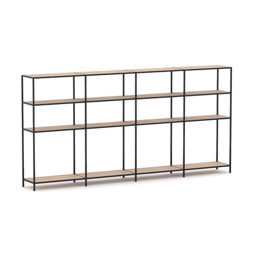 Rhodes Modular Shelf 4-Bay Configuration Black Frame W3300mm x D400mm x H1617mm New Oak Ravine