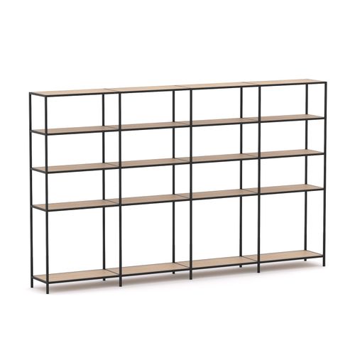 Rhodes Modular Shelf 4-Bay Configuration Black Frame W3300mm x D400mm x H2000mm New Oak Ravine