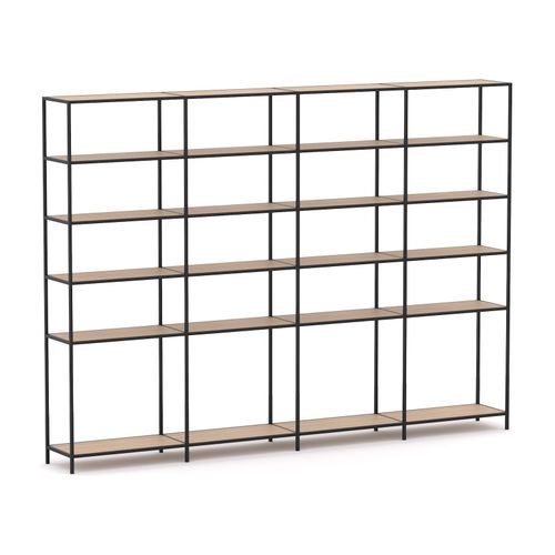 Rhodes Modular Shelf 4-Bay Configuration Black Frame W3300mm x D400mm x H2383mm New Oak Ravine