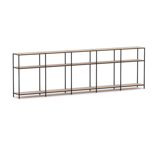 Rhodes Modular Shelf 5-Bay Configuration Black Frame W4120mm x D400mm x H1234mm New Oak Ravine