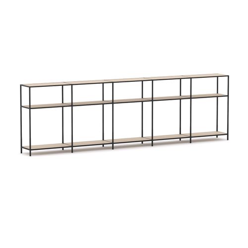 Rhodes Modular Shelf 5-Bay Configuration Black Frame W4120mm x D400mm x H1234mm Nordic Maple