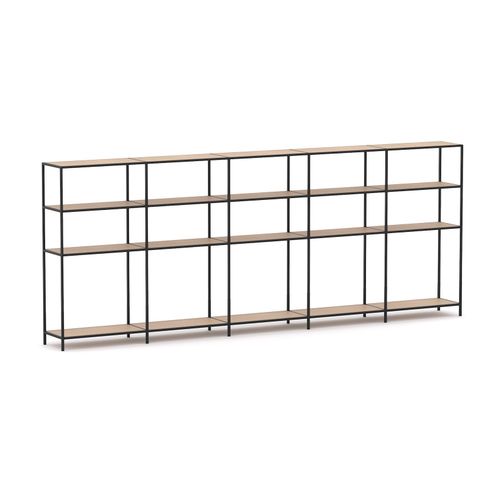 Rhodes Modular Shelf 5-Bay Configuration Black Frame W4120mm x D400mm x H1617mm New Oak Ravine