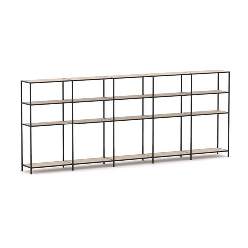 Rhodes Modular Shelf 5-Bay Configuration Black Frame W4120mm x D400mm x H1617mm Nordic Maple
