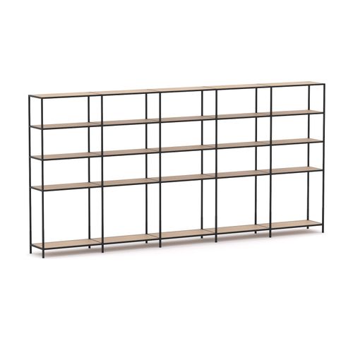 Rhodes Modular Shelf 5-Bay Configuration Black Frame W4120mm x D400mm x H2000mm New Oak Ravine