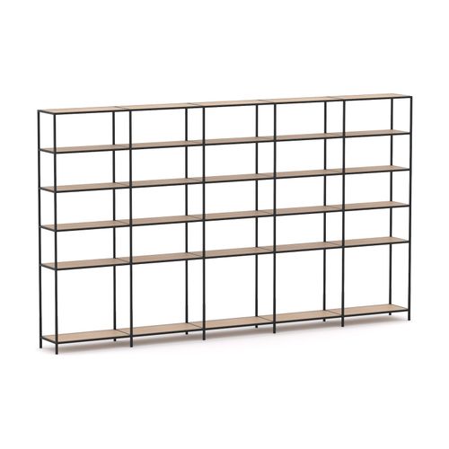 Rhodes Modular Shelf 5-Bay Configuration Black Frame W4120mm x D400mm x H2383mm New Oak Ravine