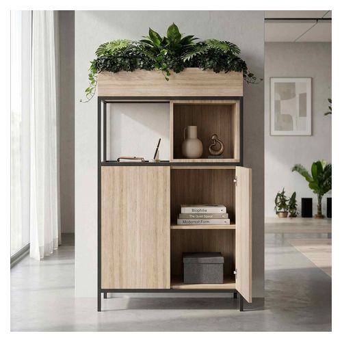 Rhodes Modular Shelf 1-Bay Credenza Configuration 4 Nordic Maple
