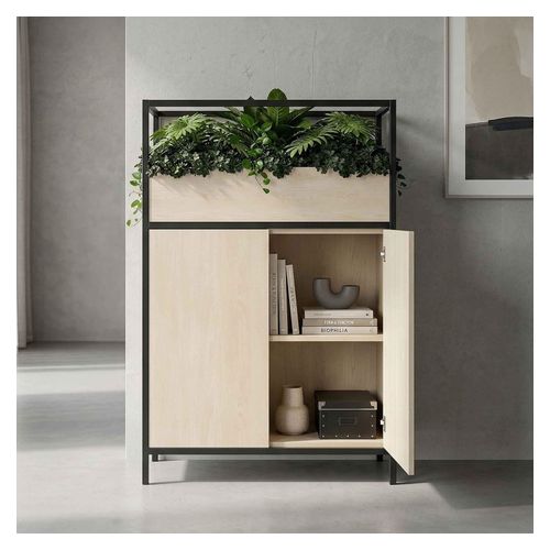 Rhodes Modular Shelf 1-Bay Credenza Configuration 5 Nordic Maple