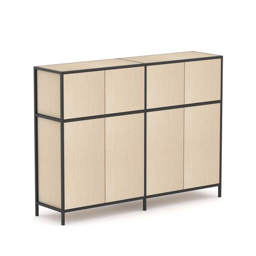 Rhodes Modular Shelf 2-Bay Credenza Configuration 3 Nordic Maple