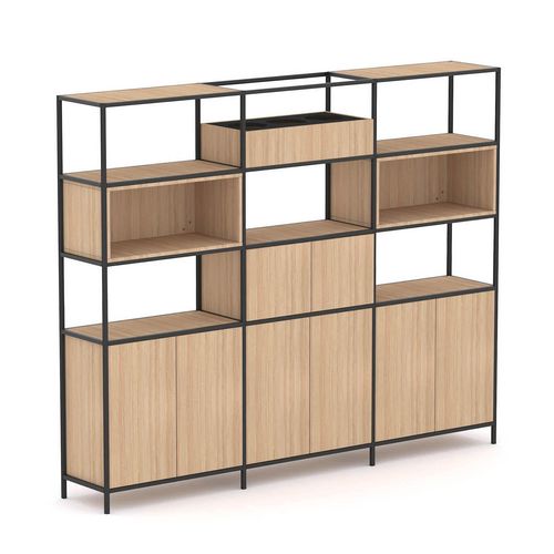 Rhodes Modular Shelf 3-Bay Shelving Configuration 5 New Oak Ravine