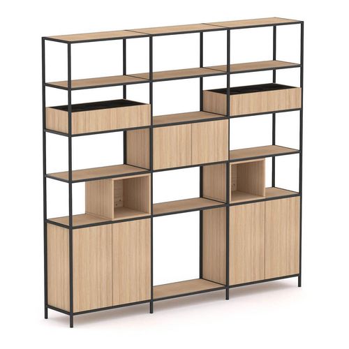 Rhodes Modular Shelf 3-Bay Shelving Configuration 6 New Oak Ravine