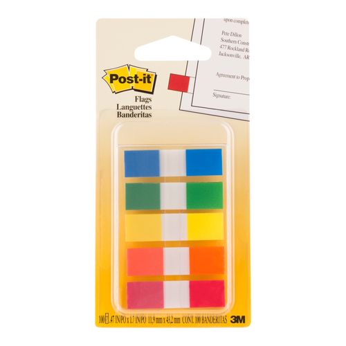 Post-It Flags Assorted Colours 12 x 45mm 5-Pack