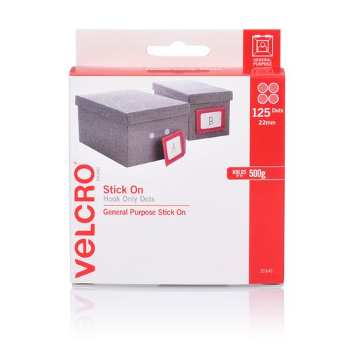 Velcro Brand Stick On Hook Only Dots 22mm 125 Dots White