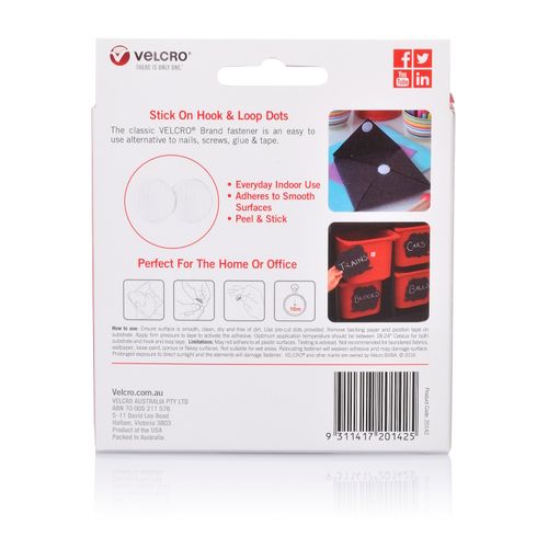 Velcro Brand Stick On Hook Only Dots 22mm 125 Dots White