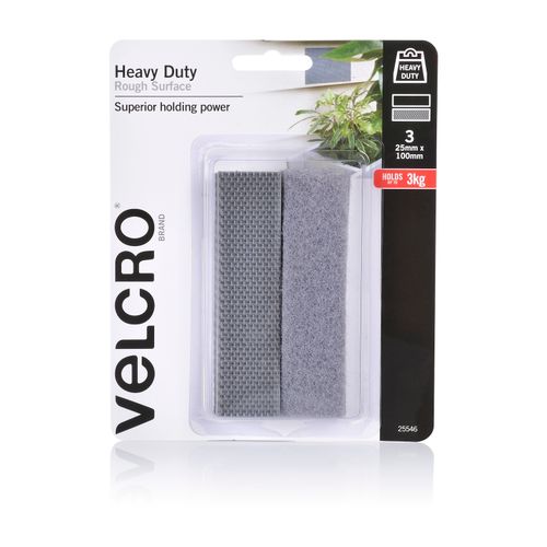 Velcro Fastener Heavy Duty Hook & Loop Rough Surface 25x100mm Pack 3