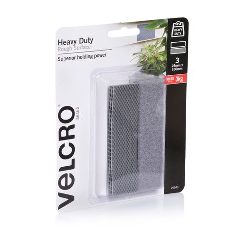 Velcro Fastener Heavy Duty Hook & Loop Rough Surface 25x100mm Pack 3