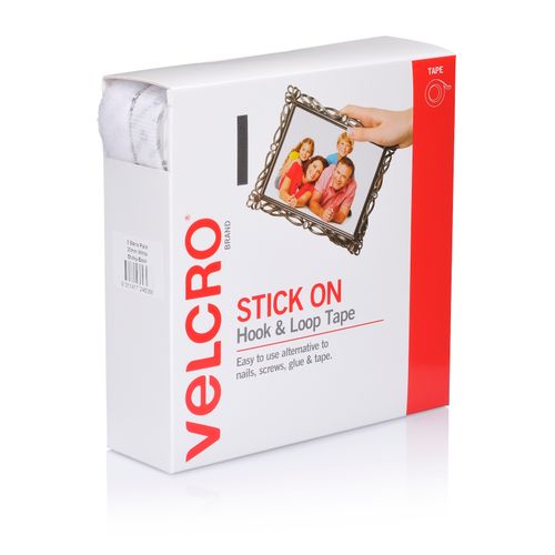 Velcro Fastener Stick On Hook & Loop Tape 20mm x 5M White