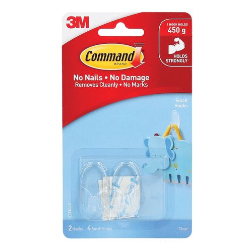 Command 17092CLR Small Clear Hooks Pack 2