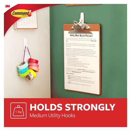 Command Hooks 17001VP-6PK Medium White Pack 6