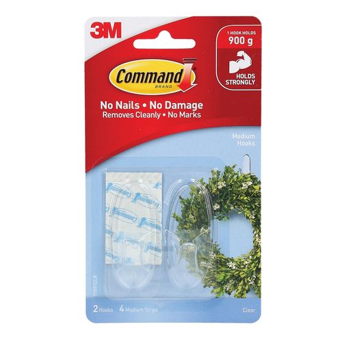 Command 17091CLR Medium Clear Hooks Pack 2