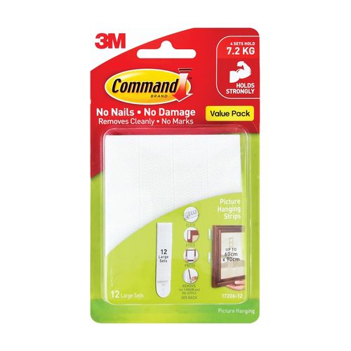 Command 17206-ES12 Large White Picture Hanging Strips Value Pack 12