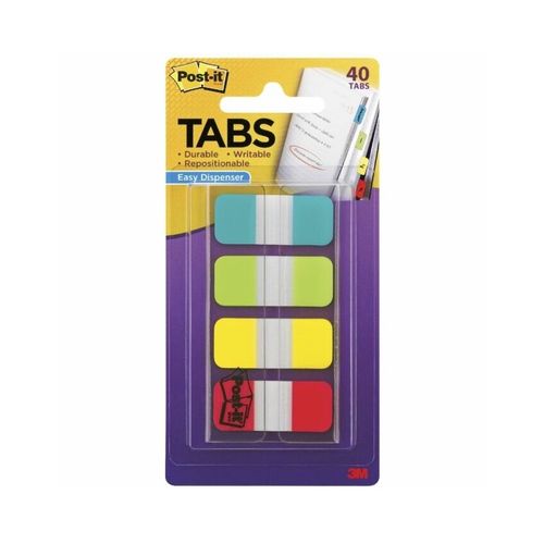 Post-It Tabs Aqua Green Yellow Red 15 x 38mm Pack 40