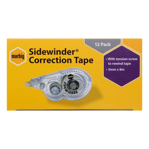 Marbig Sidewinder Correction Tape 5mm x 8m Box 12