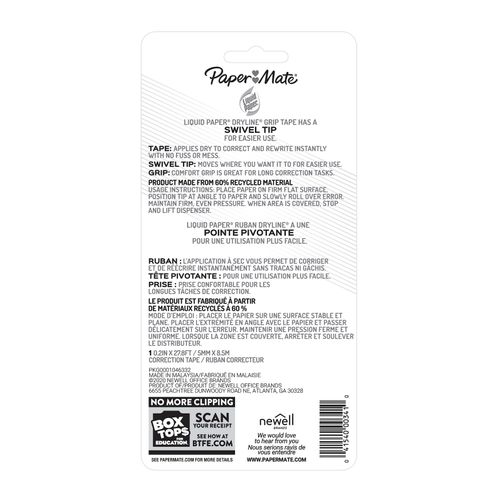 Paper Mate Liquid Paper Dryline Grip Recycled Correction Tape