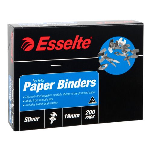 Esselte Paper Binders 19mm Box 200