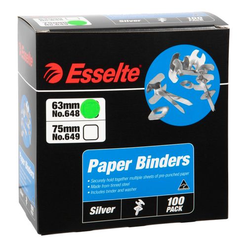 Esselte Paper Binders 63mm Box 100