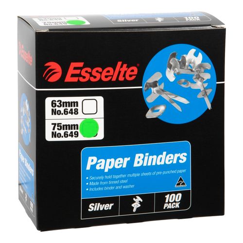 Esselte Paper Binders 75mm Box 100