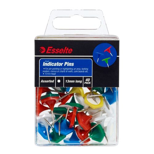 Esselte Pins Indicator Small Assorted Pack 40