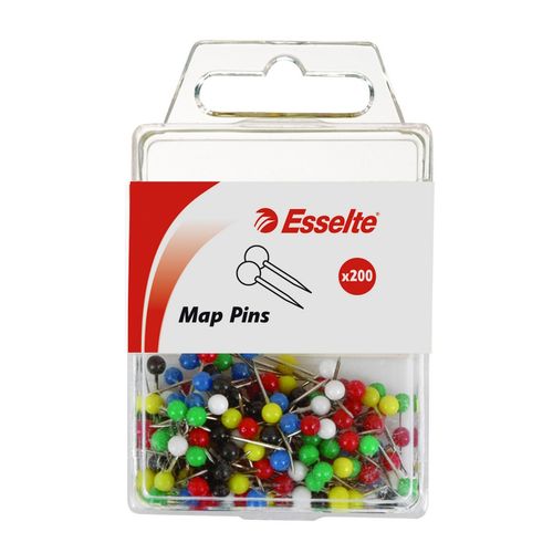 Esselte Pins Map Assorted Pack 200