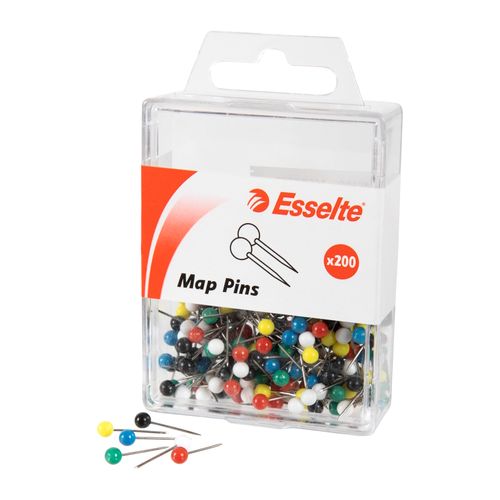 Esselte Pins Map Assorted Pack 200