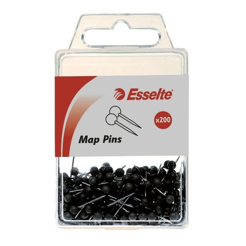 Esselte Pins Map Black Pack 200