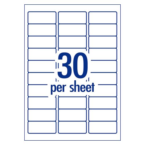 Avery 30Up AveryEco Laser Inkjet Address Labels 100 Sheets (959062/L7158/J8158)