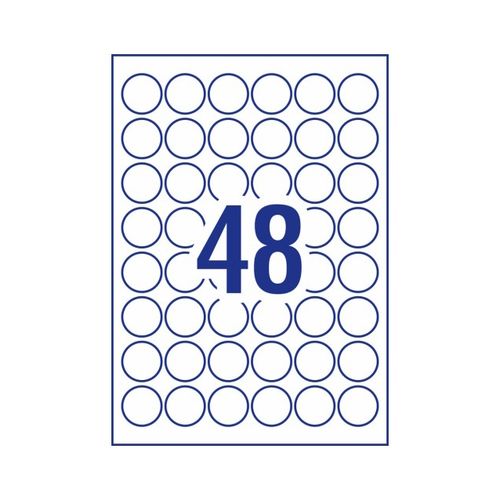 Avery 48Up Round Heavy Duty Labels 10 Sheets (959198/L4716)