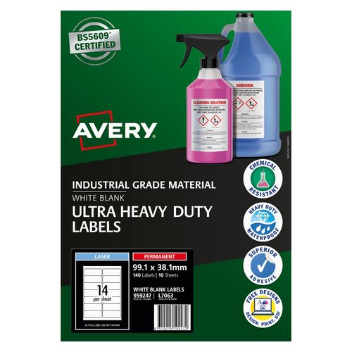 Avery 14Up Ultra Heavy Duty Laser Labels 10 Sheets (959247/L7063)