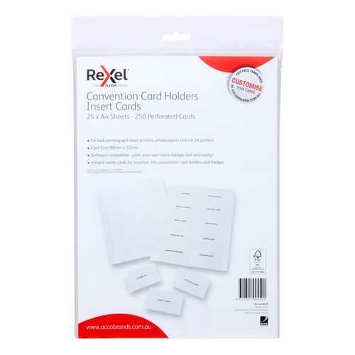 Rexel ID Convention Badge Insert Cards Pack 250