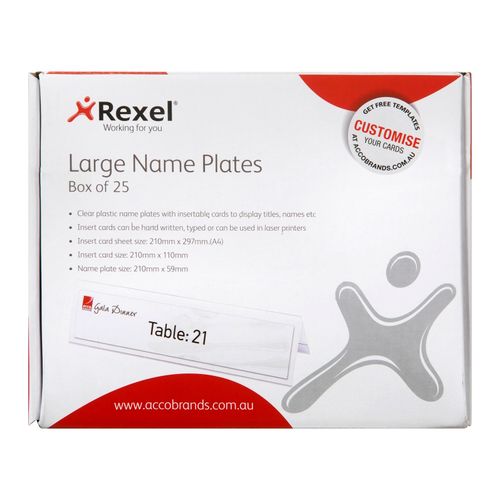 Rexel ID Large Name Plates Box 25 59x210mm