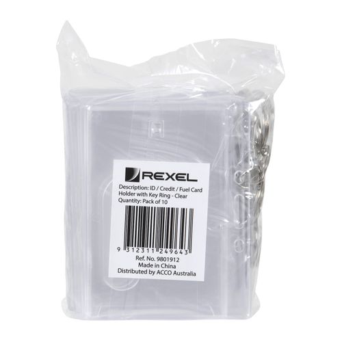 Rexel ID Rigid Fuel Card Holder With Key Ring Pack 10