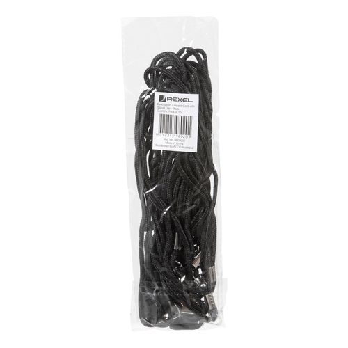 Rexel ID Cord Style Lanyards With Swivel Clip Pack 10 Black