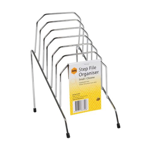 Marbig Step File Wire Toast Rack Organiser Small Silver