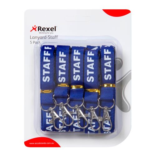 Rexel ID Pre-Printed Staff Lanyard Pack 5