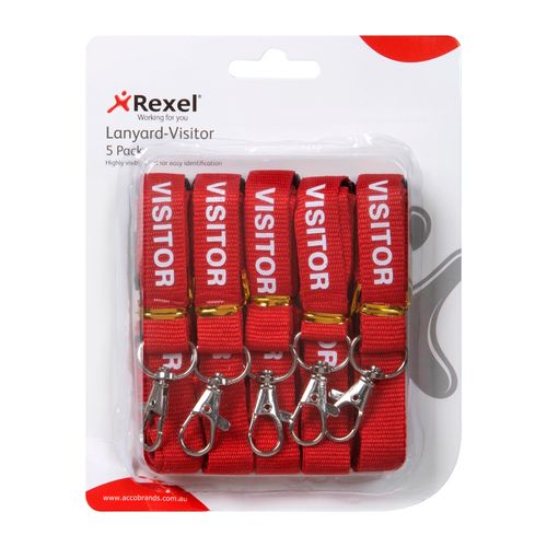 Rexel ID Pre-Printed Visitor Lanyard Pack 5