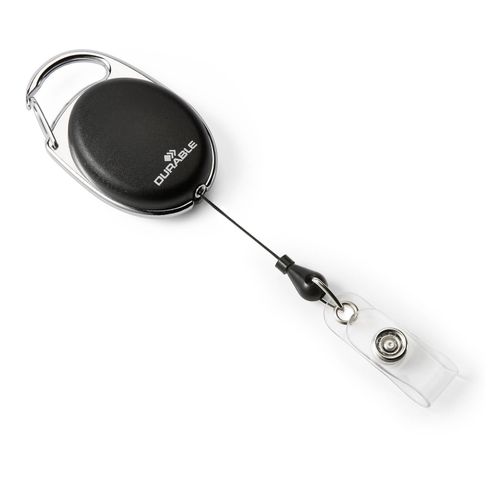 Durable ID Product Retractable Card Holders Oval Black Bx10