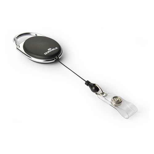Durable ID Product Retractable Card Holders Oval Black Bx10