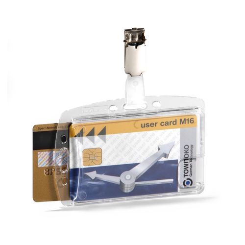 Durable Durable Acrylic Security Pass Holder Duo With Rotating Clip Box 25