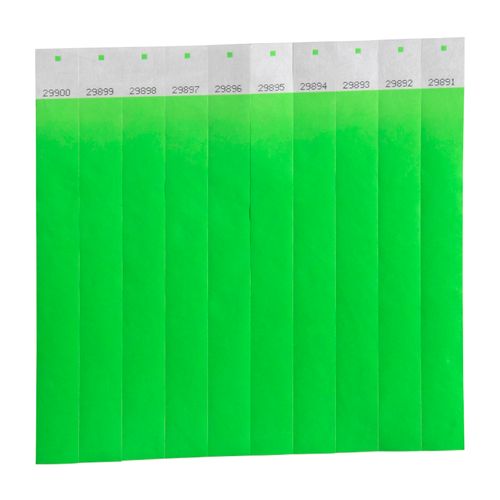 Rexel ID Serial Number Wrist Bands Fluoro Green Pack 100